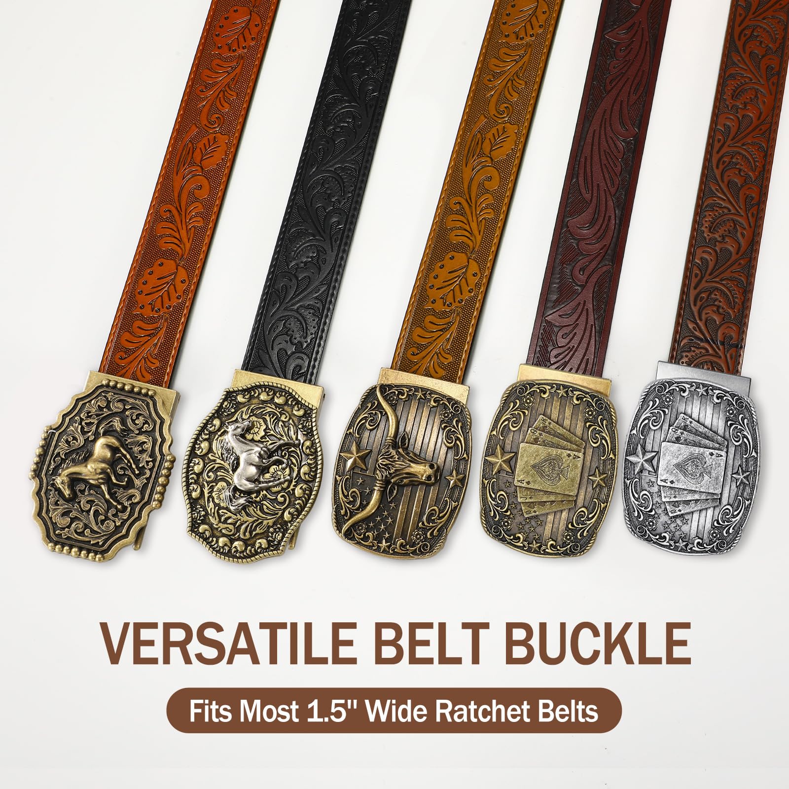 Western Buckle Fits 1.5" Slide Belt Strap - JASGOOD OFFICIAL