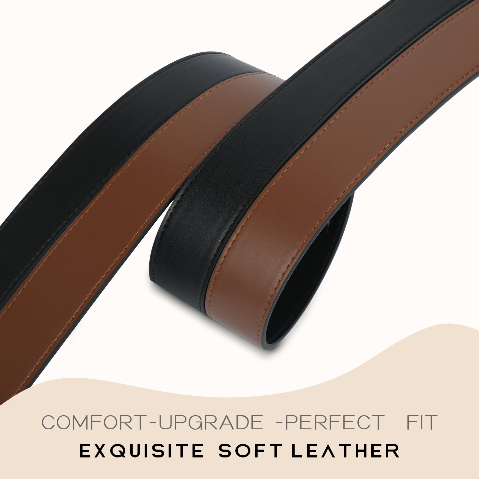 Men Women Comfortable Casual Leather Classic Reversible Belt - JASGOOD OFFICIAL