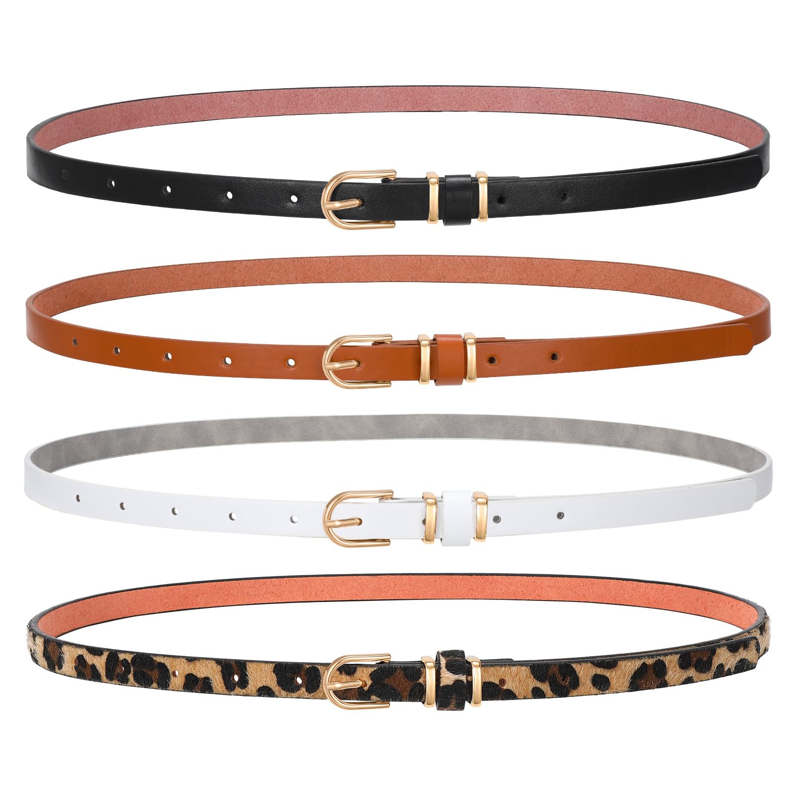 4-Pack Skinny Leather Belt
