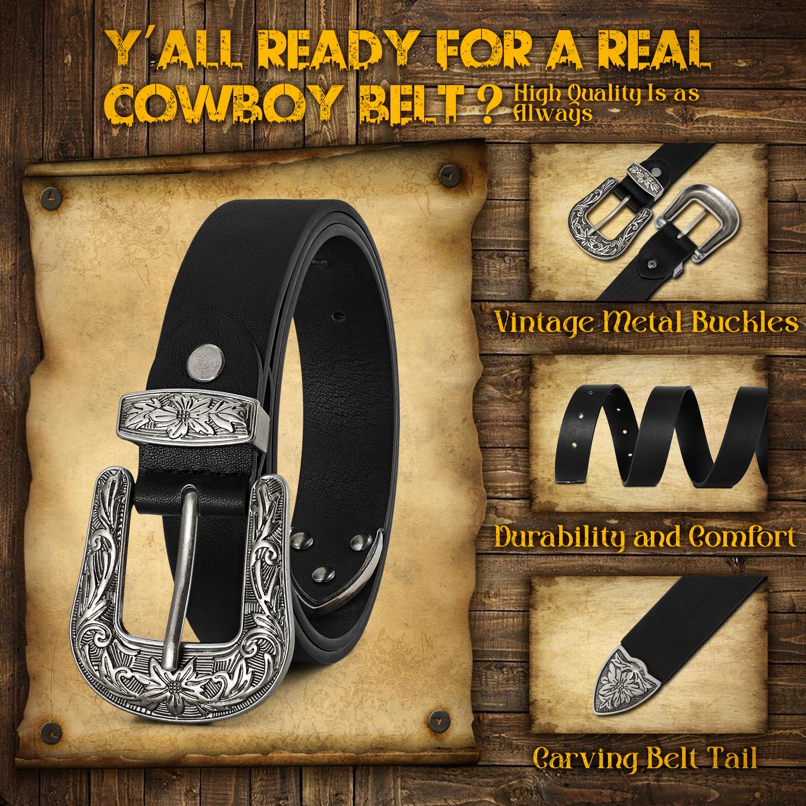 Vintage Western Design Belt for Pants Jeans Dresses - JASGOOD OFFICIAL