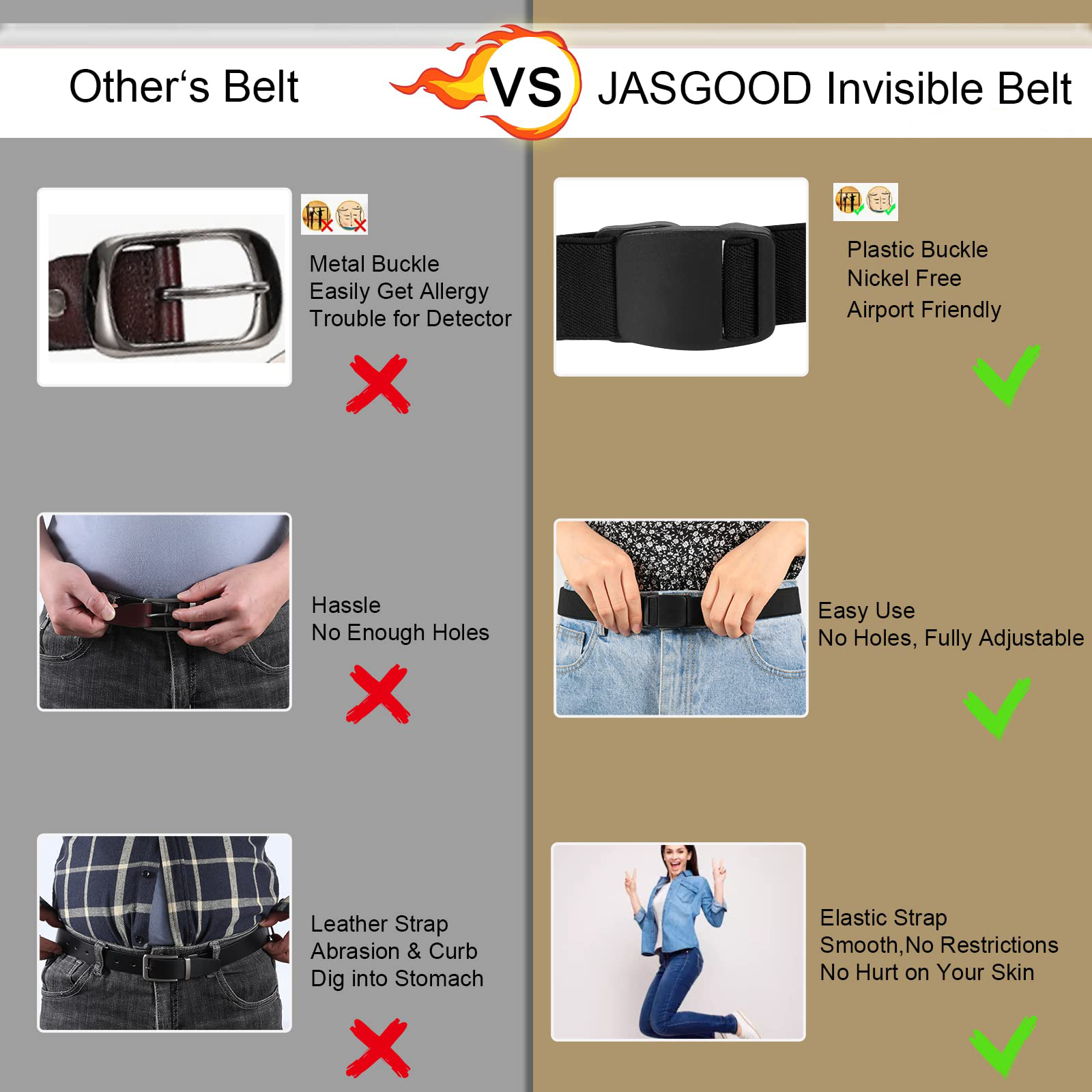 Invisible Elastic Flat Buckle Belt