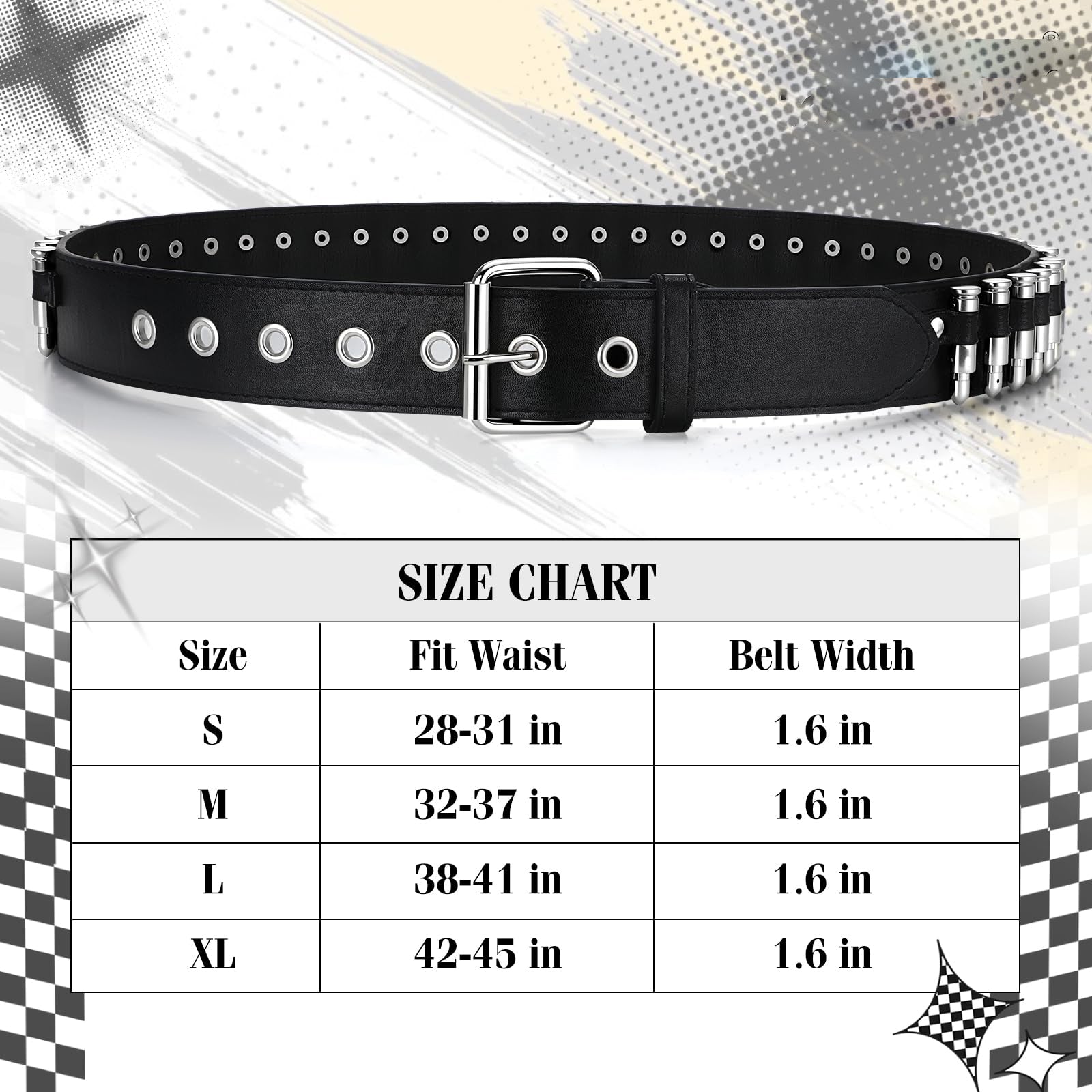 Y2K Goth Bullet Design Belt