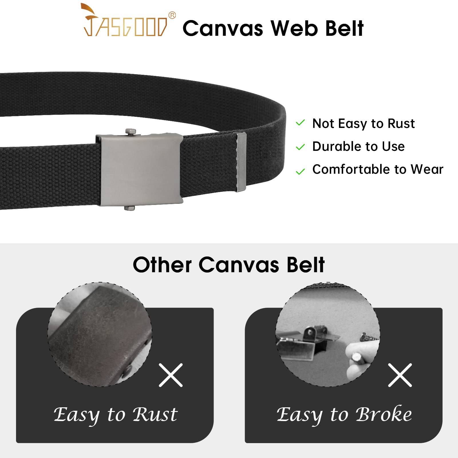 2 Pack Canvas Web Belt with Metal Buckle