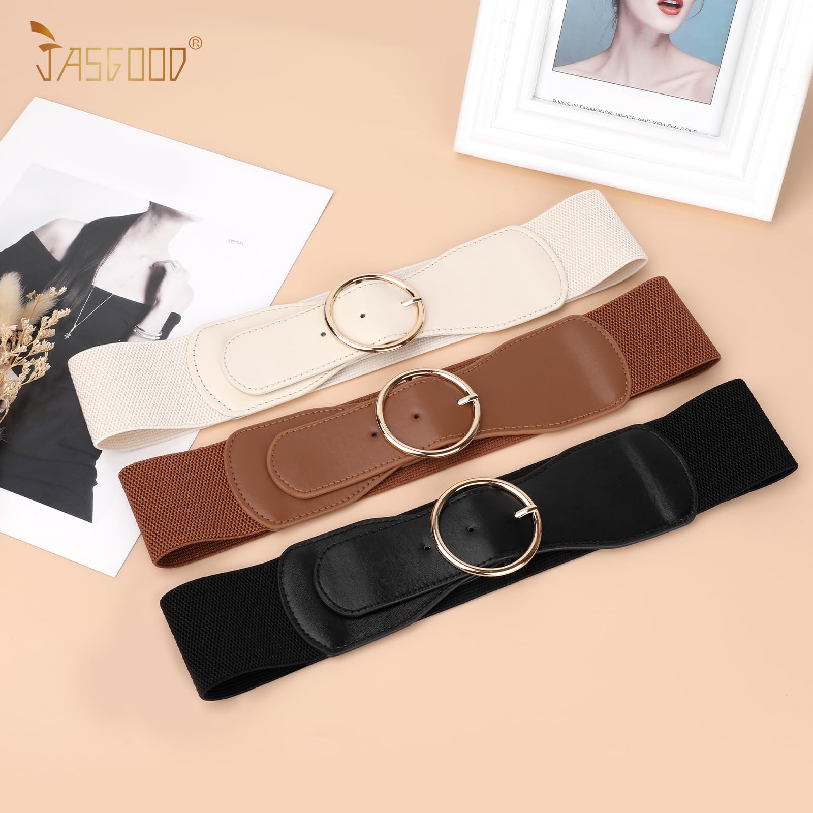 3-Pack Women Wide Elastic Waist Belt