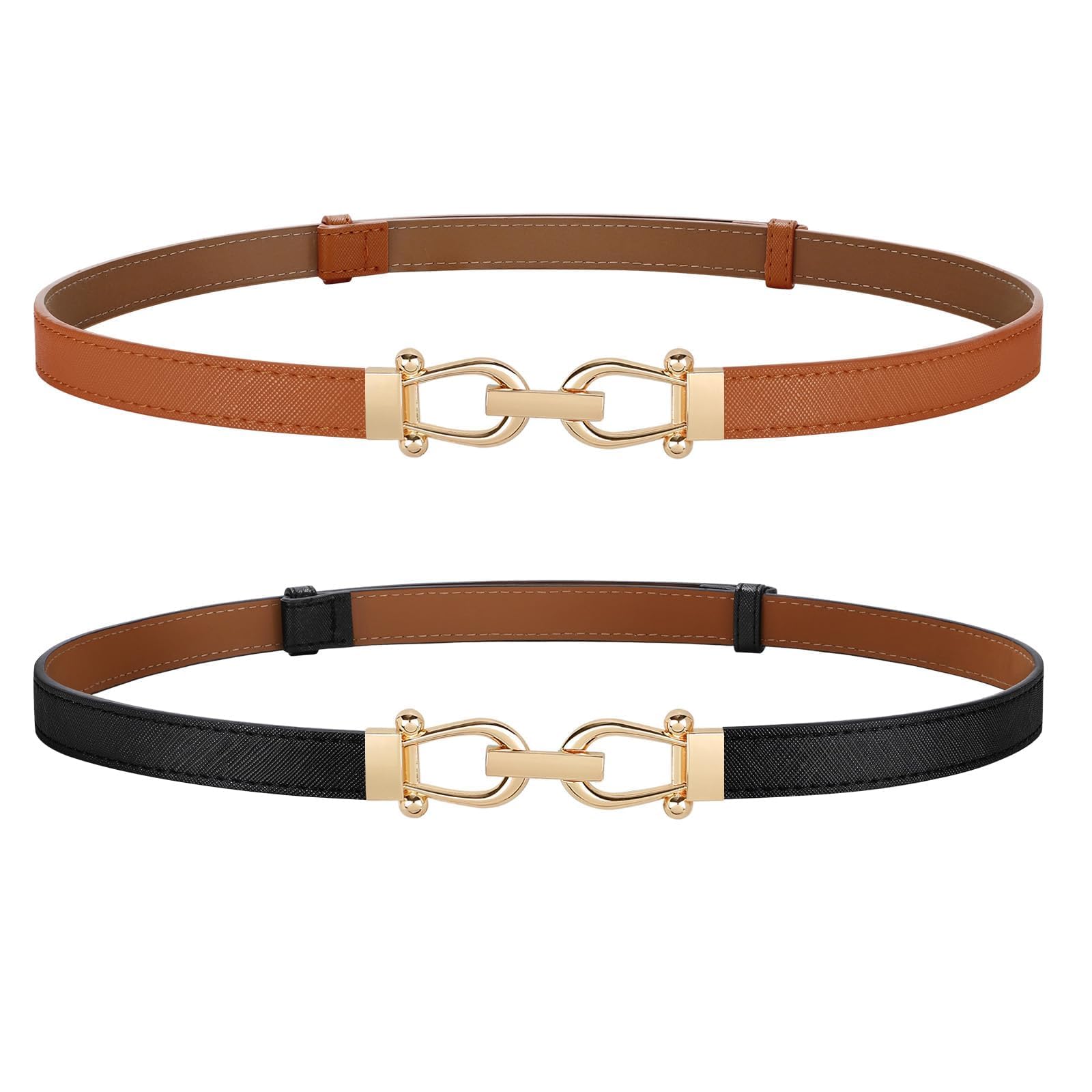 2-Pack Fashion Thin Belts