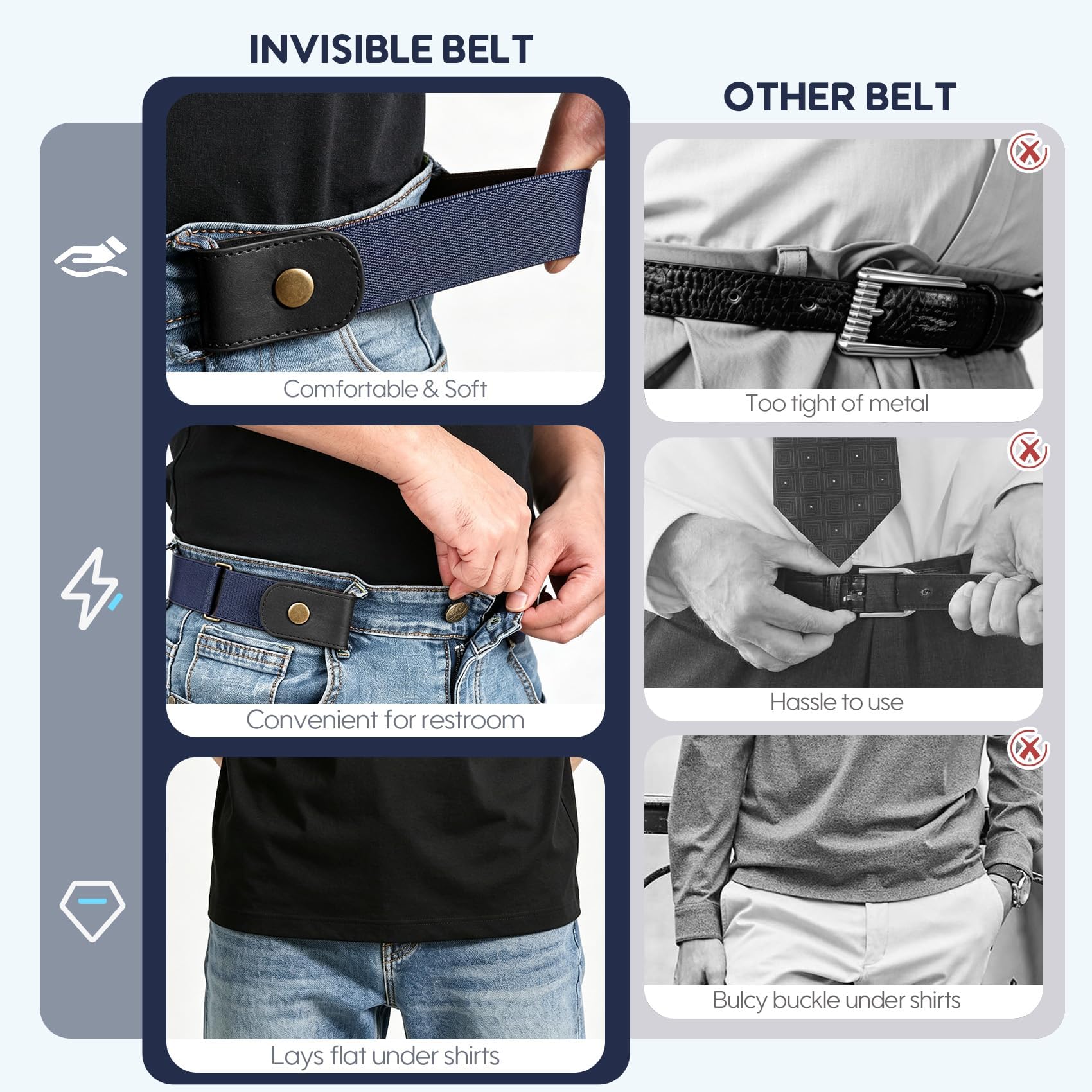 Buckless Invisible Elastic Belt for Jeans Pants