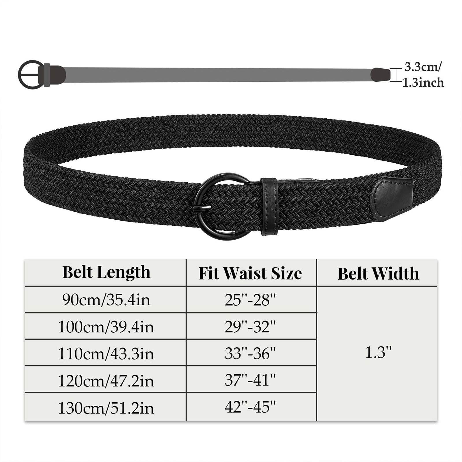 Women Men Woven Elastic Stretch Braided Waist Belt