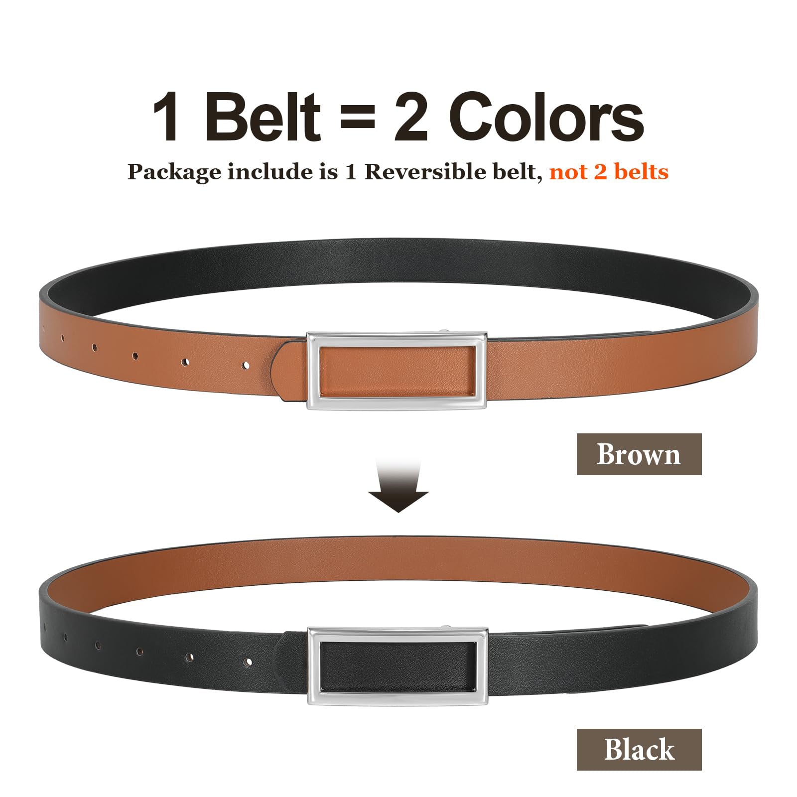 Reversible Waist Belt with Square Buckle