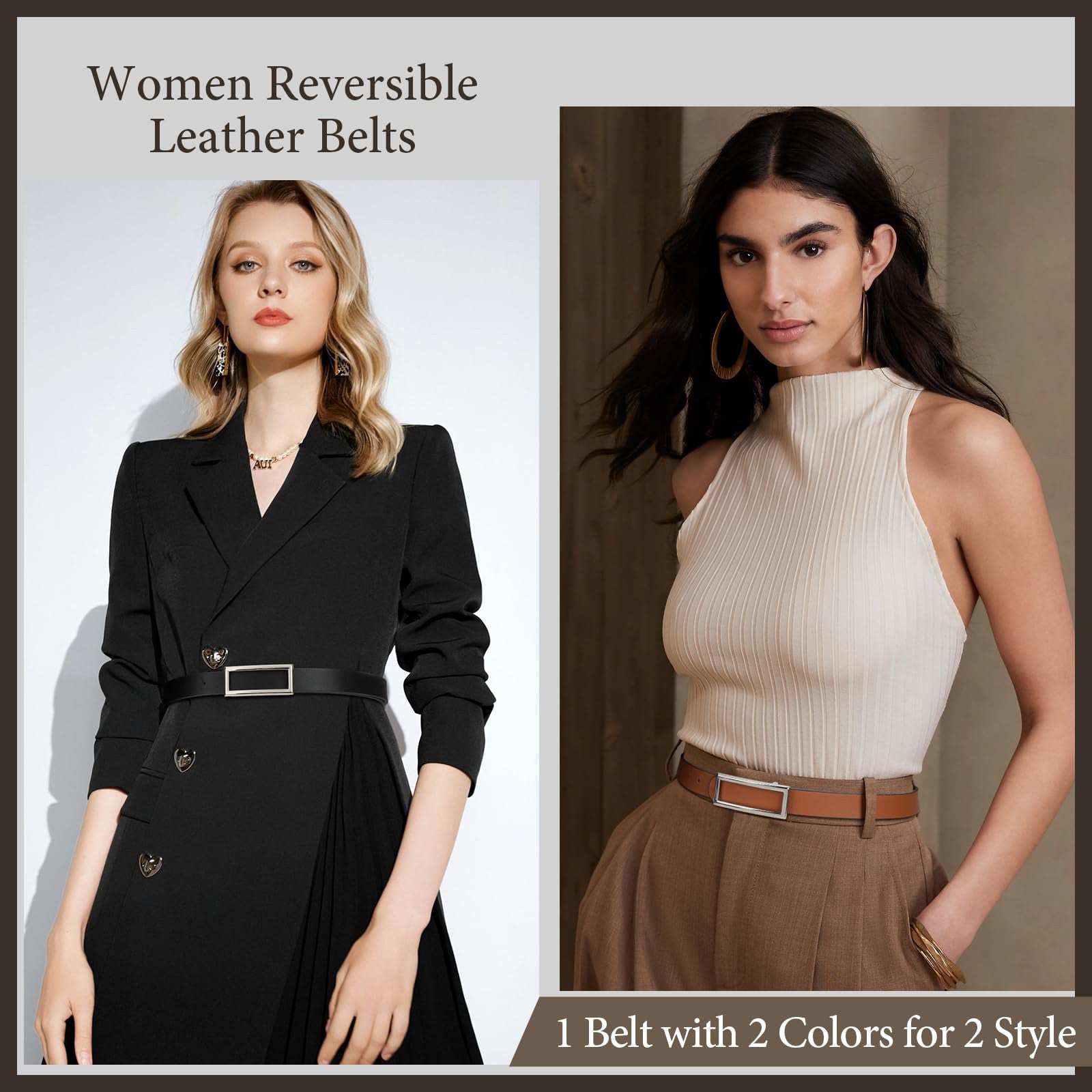 Reversible Waist Belt with Square Buckle