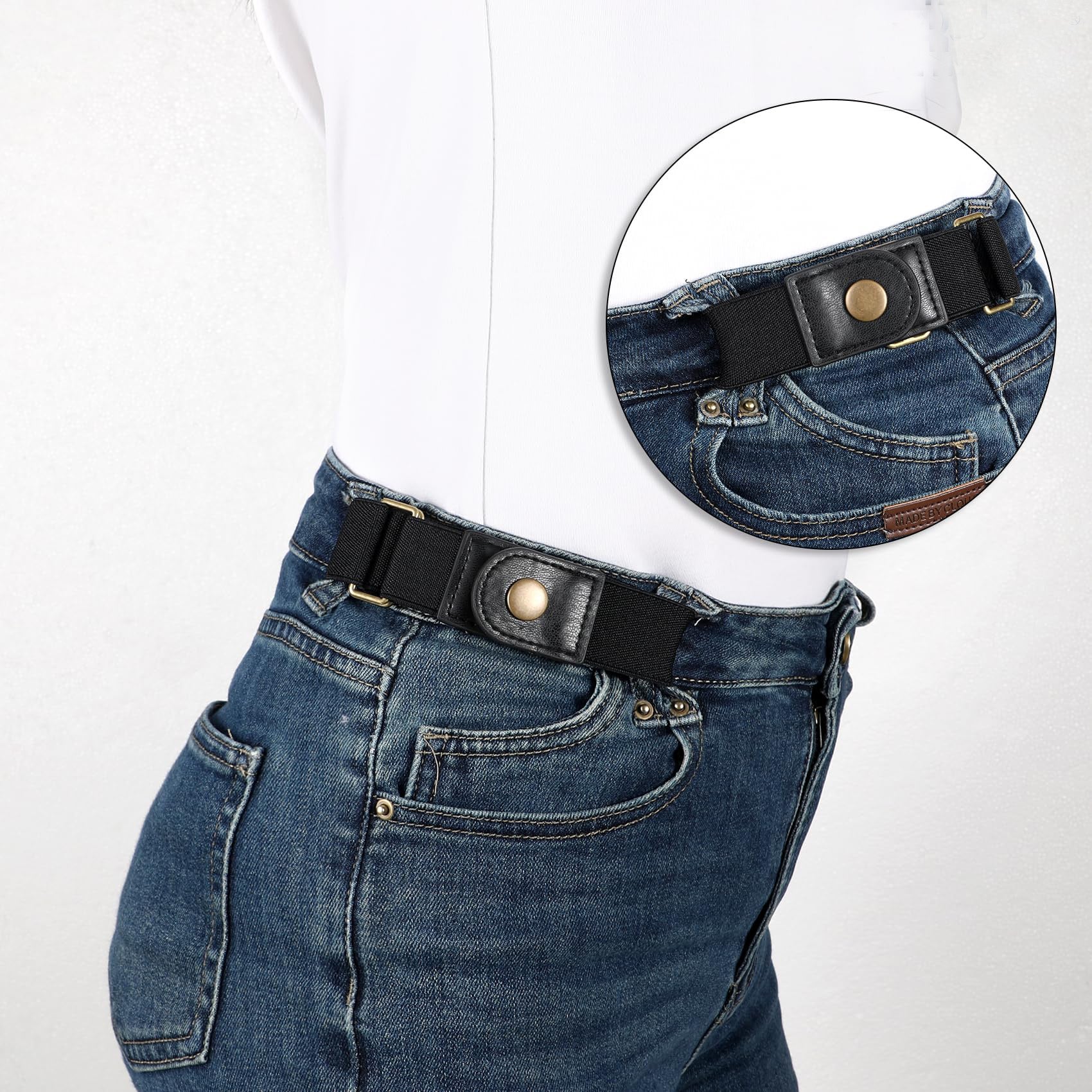 Half Side-Loop Elastic Waist Belt for Women Men