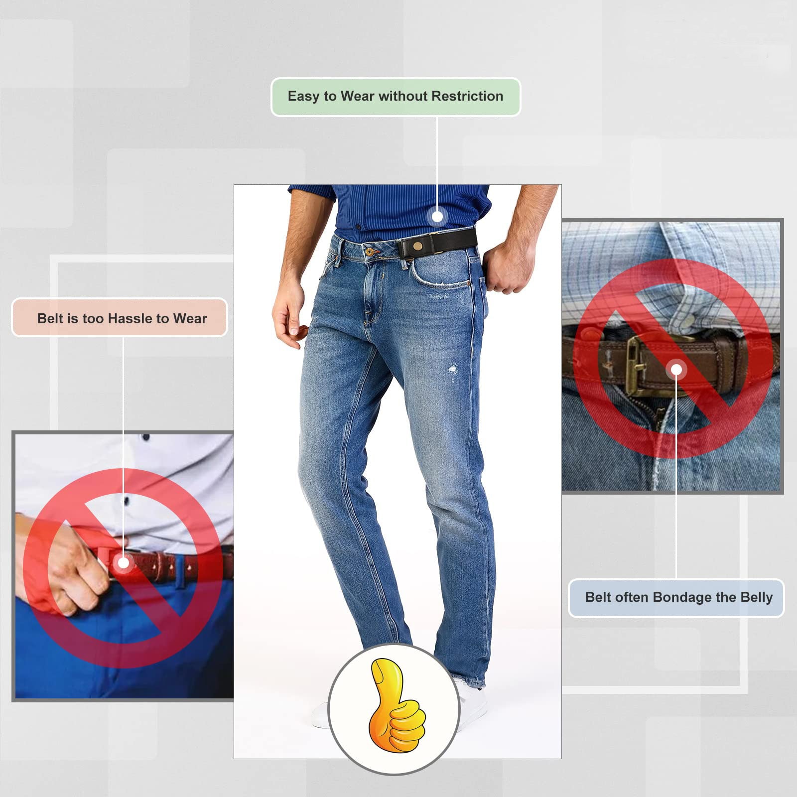 Half Side-Loop Elastic Waist Belt for Women Men