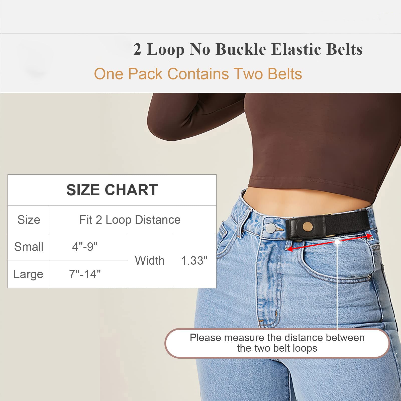 Half Side-Loop Elastic Waist Belt for Women Men