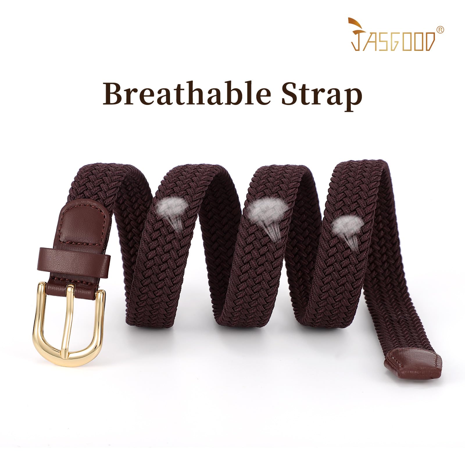 2-Pack Elastic Woven Stretch Fabric Braided Belts for Women