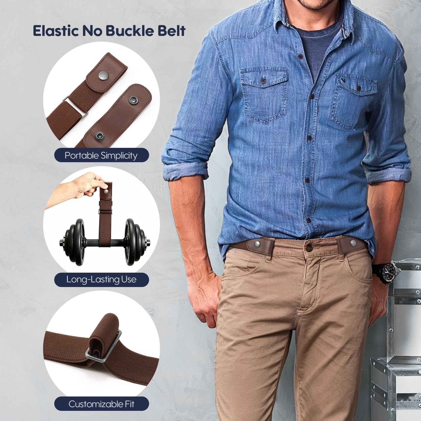 Buckless Invisible Elastic Belt for Jeans Pants