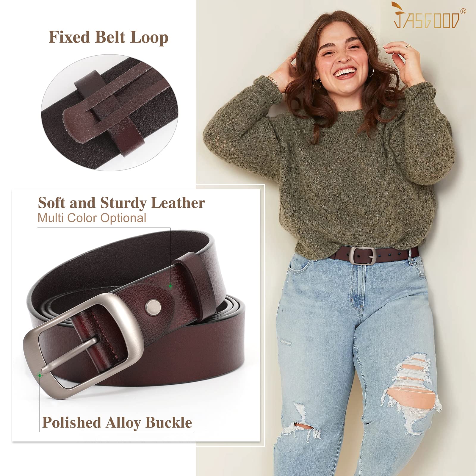 Plus Size Women Leather Belt with Pin Buckle