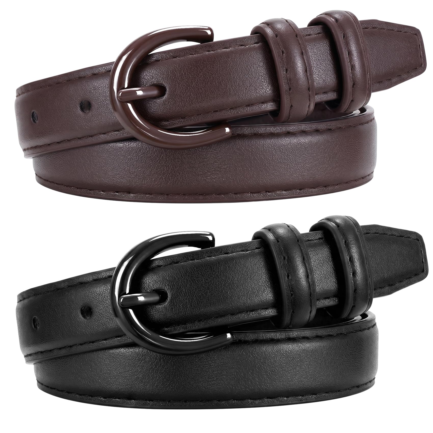 2-Pack Plus Size Jeans Leather Skinny Waist Belt