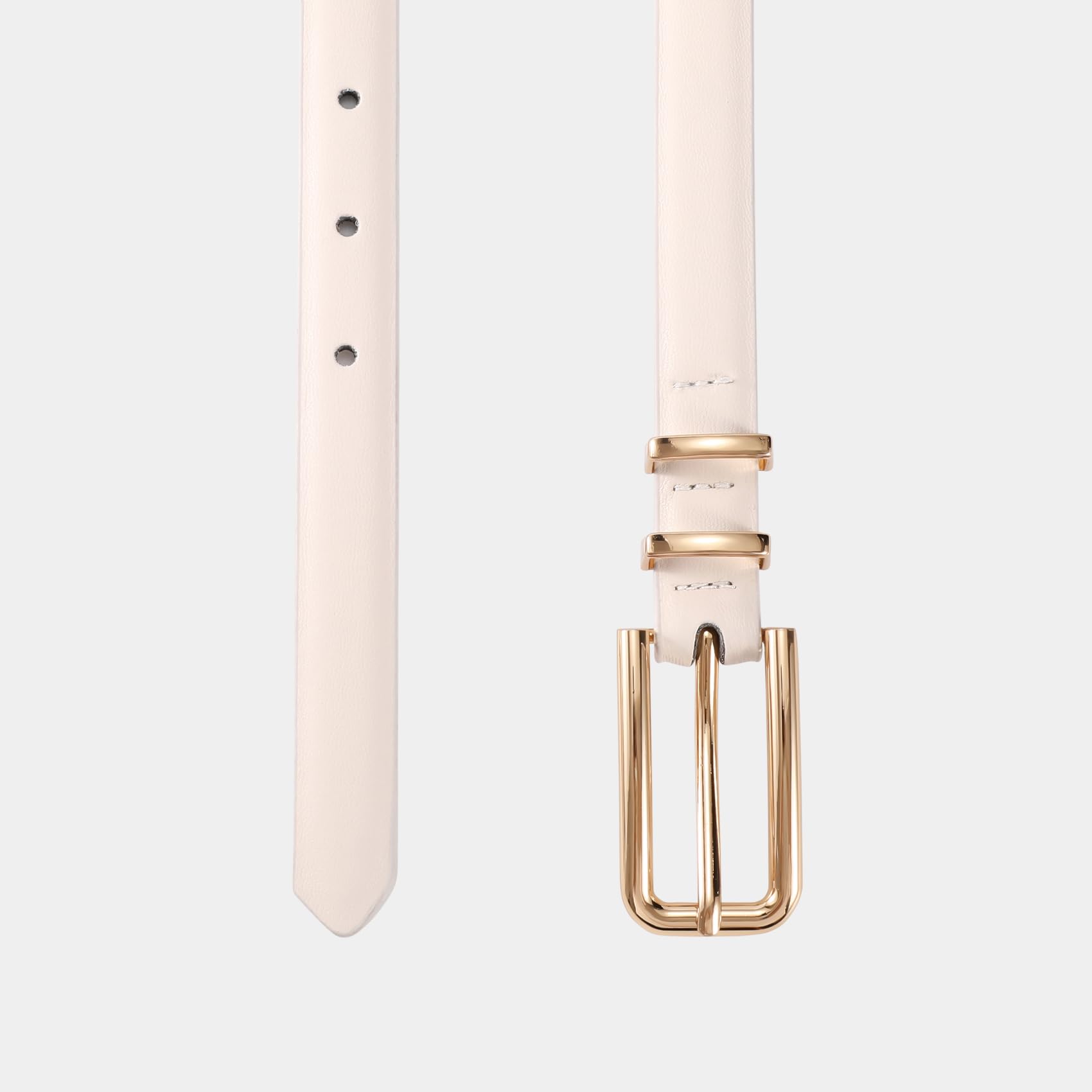 Thin Waist Belt with Square Gold Buckle