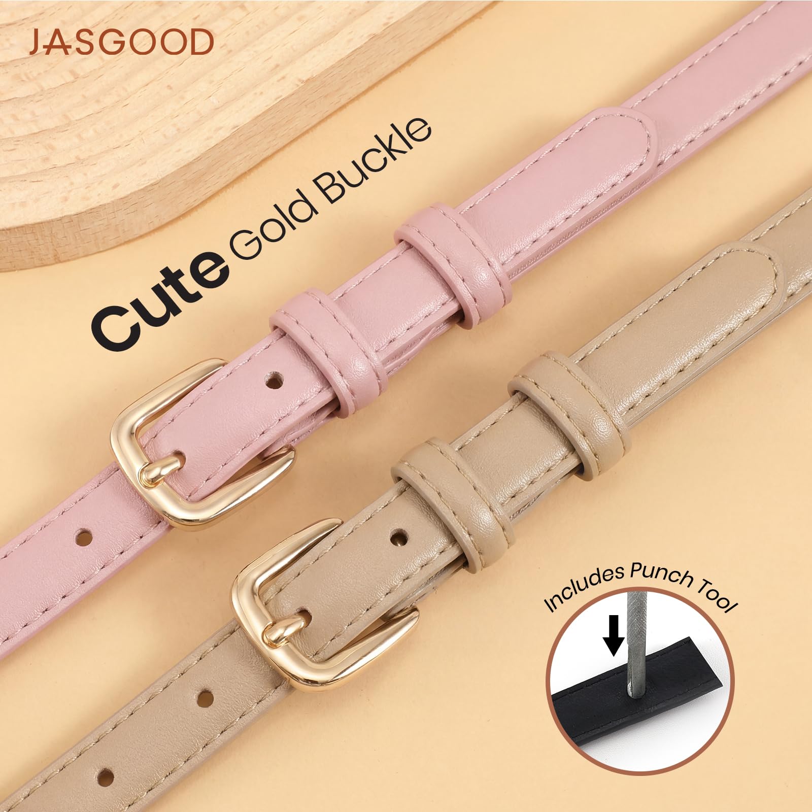21 Colors Ladies Belt with Gold Buckle