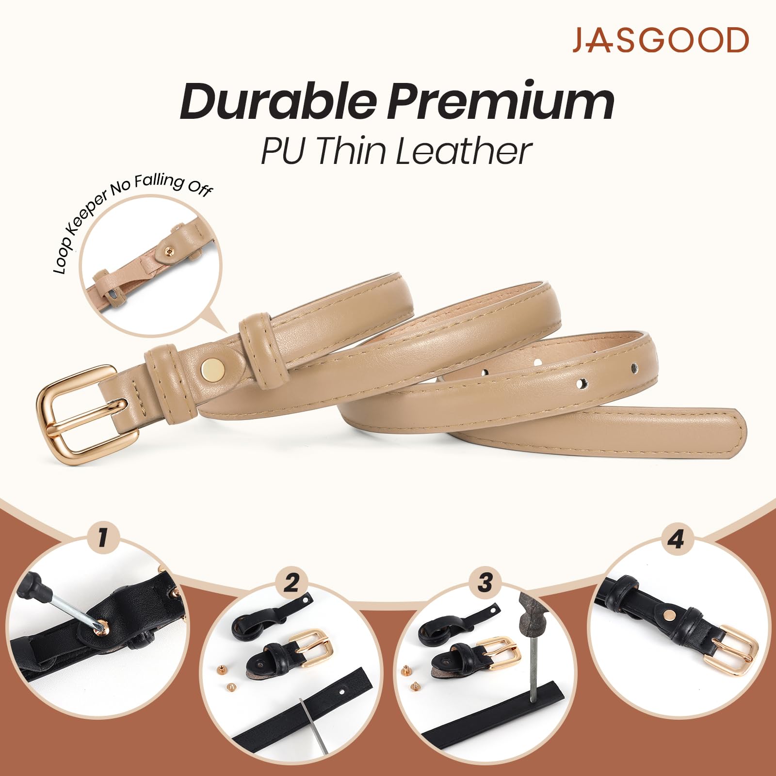21 Colors Ladies Belt with Gold Buckle
