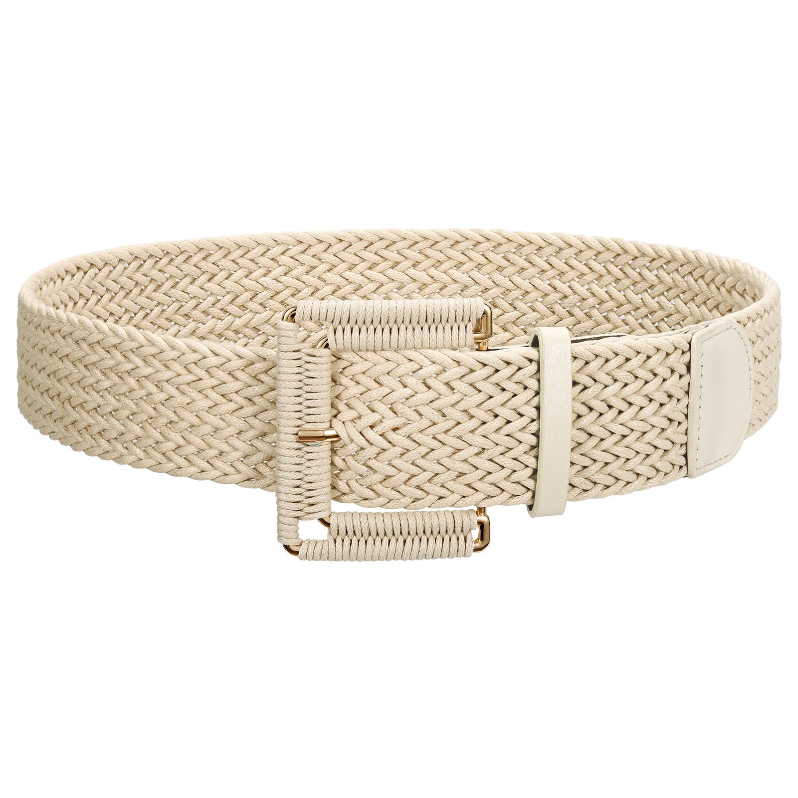 Rattan Waist Belt with Square Buckle