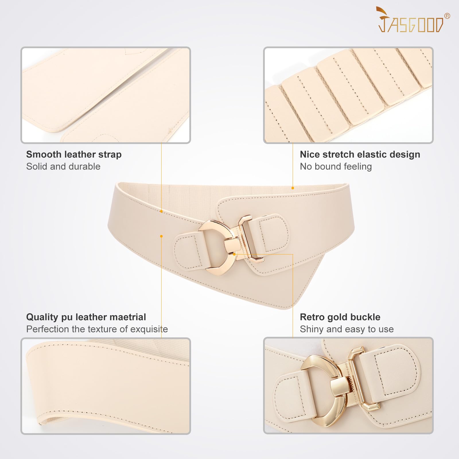 Gold Interlock Buckle Elastic Wide Belt