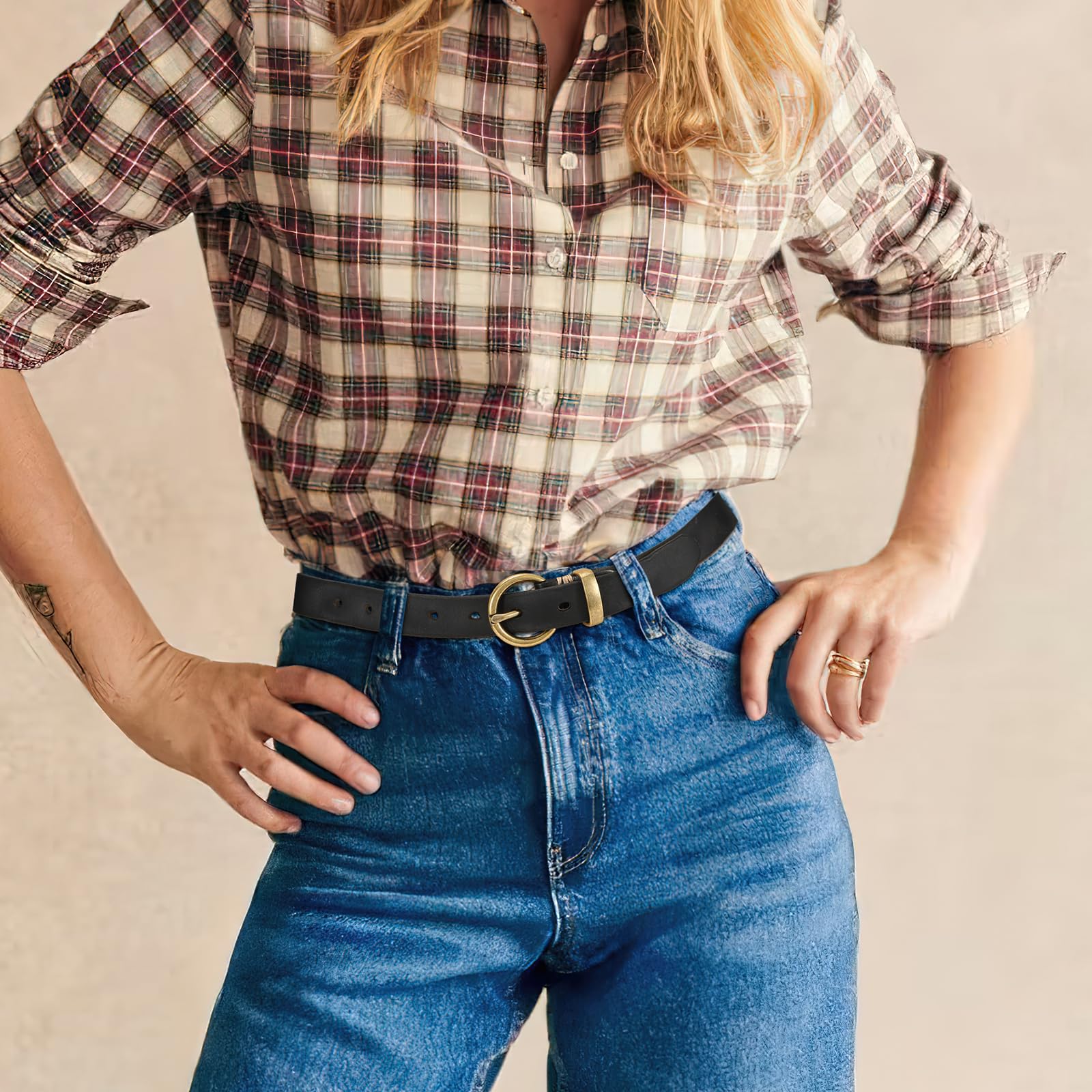 Vintage Cowhide Skinny Leather Belt - JASGOOD OFFICIAL
