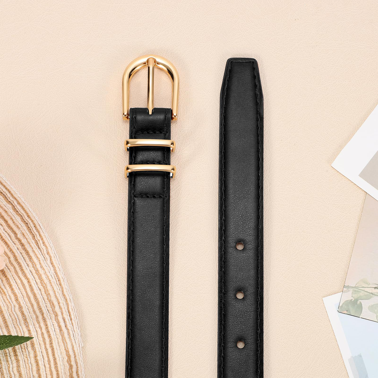 Women Skinny Vegan Leather Belt for Jeans