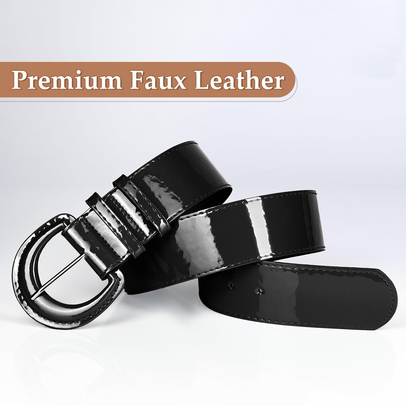 Wide Patent Leather Belt For Coat