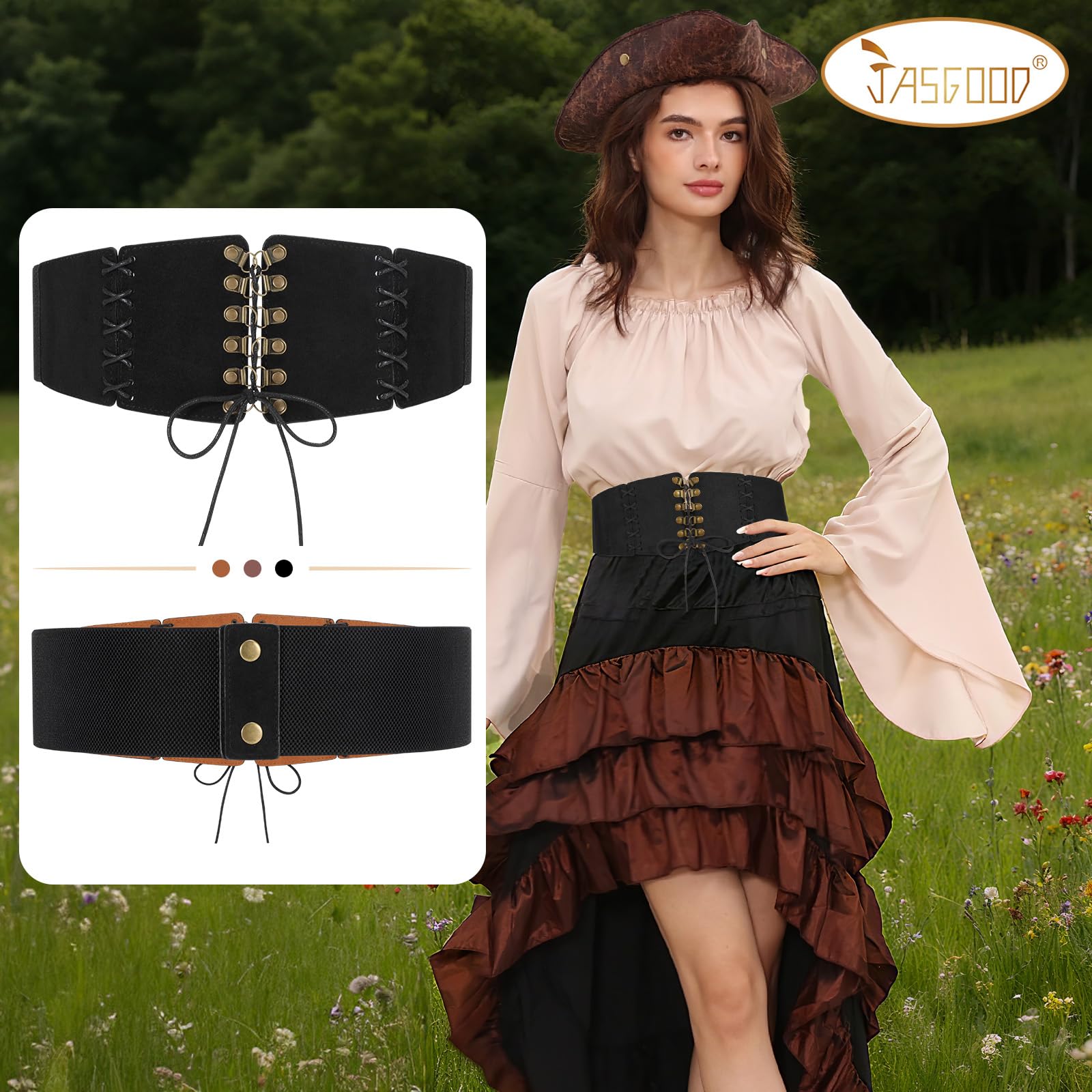 Elastic Lace-up Waspie Corset for Halloween Costume