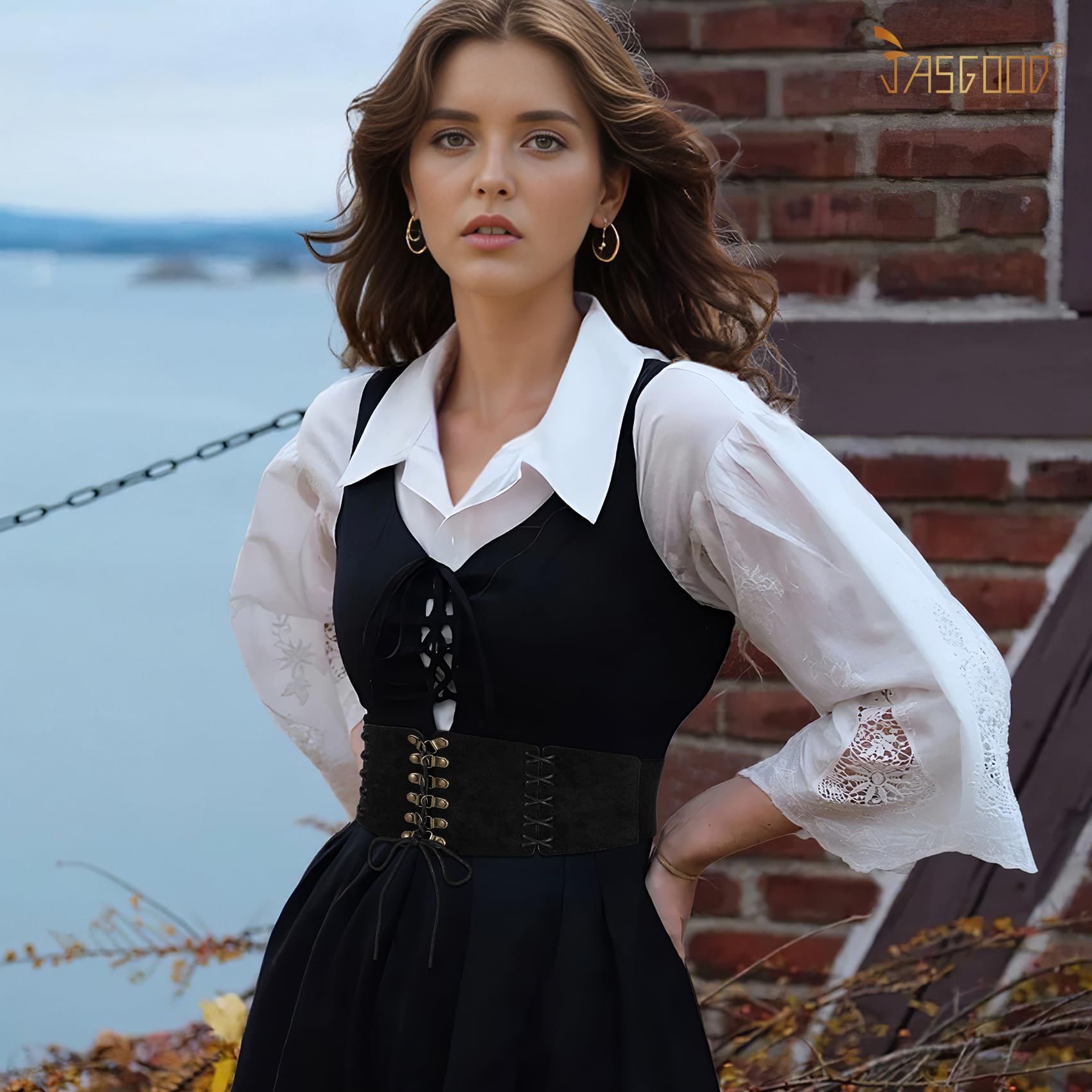 Elastic Lace-up Waspie Corset for Halloween Costume