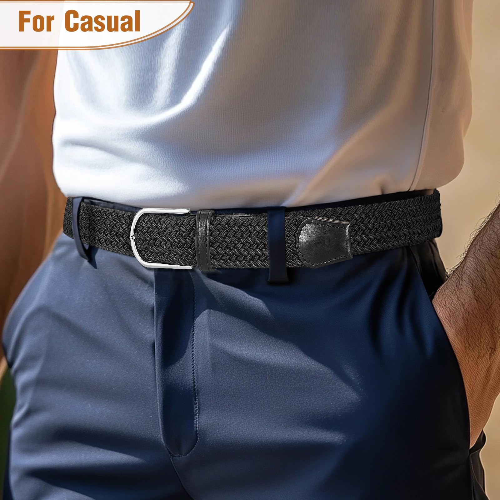Braided Stretch Belt for Men Women