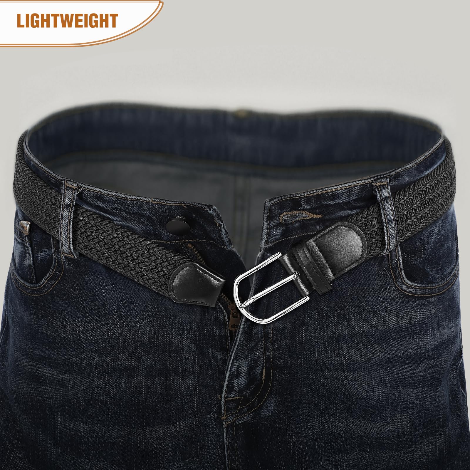 Braided Stretch Belt for Men Women