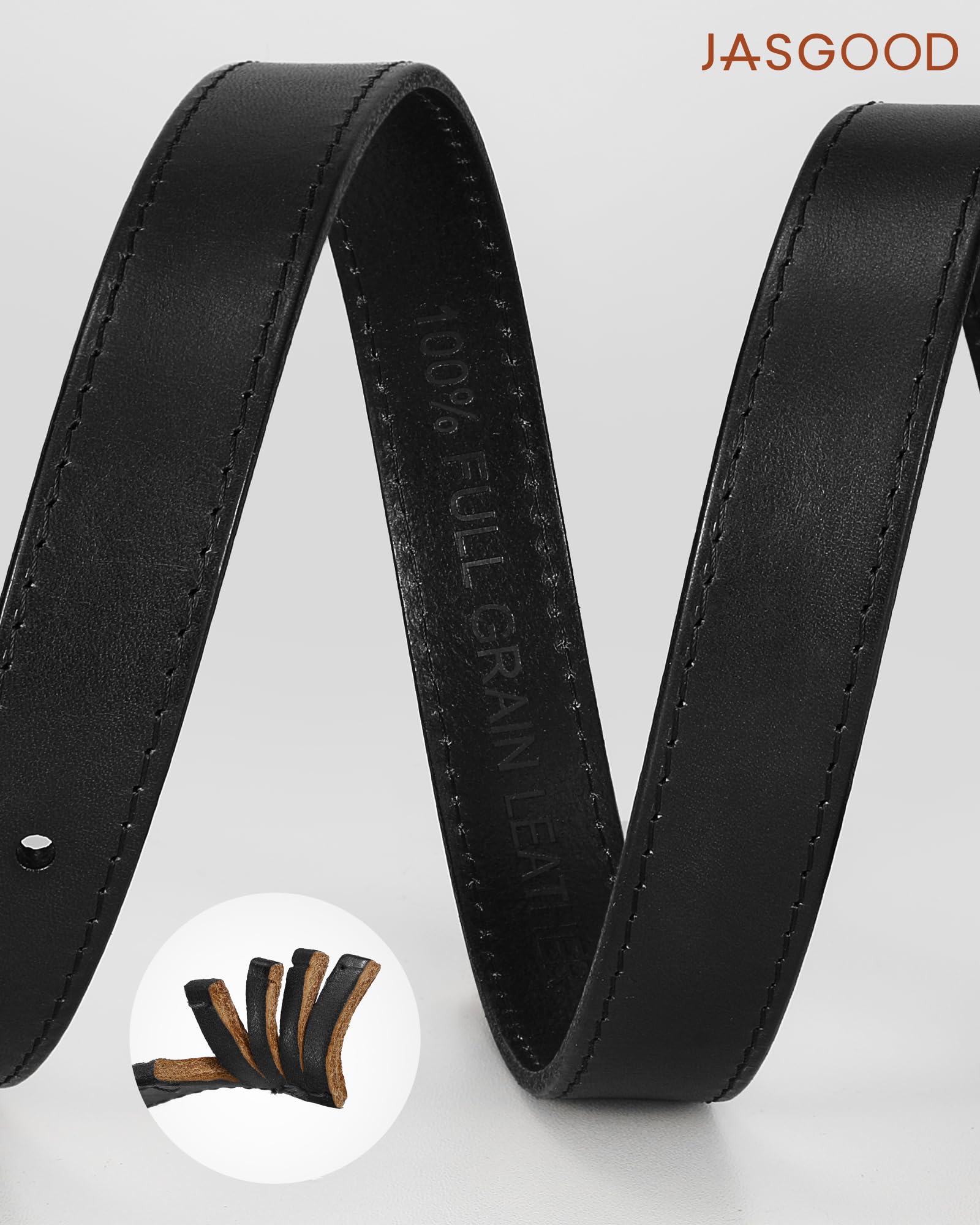 Vintage Full Grain Thin Leather Belt For Women