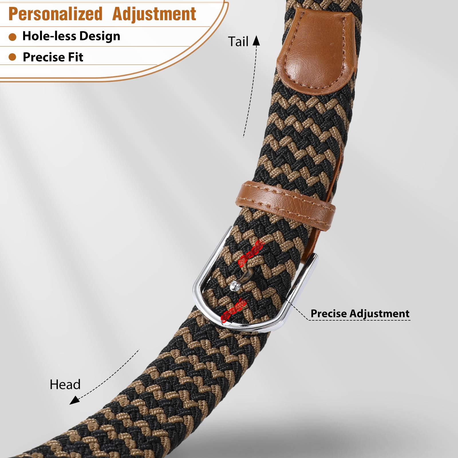 Braided Stretch Belt for Men Women