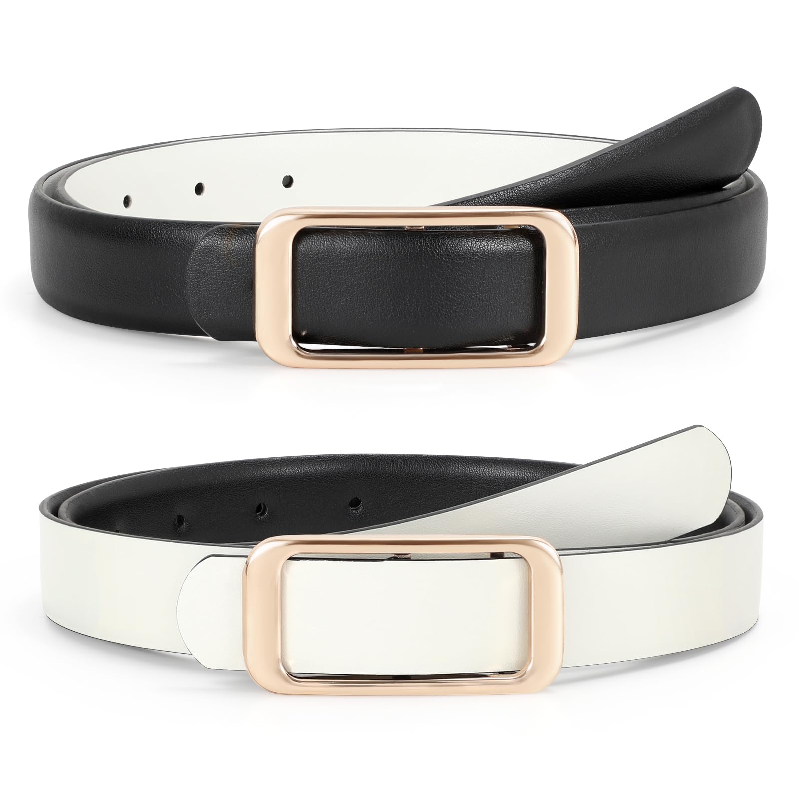 Reversible Skinny Leather Belt 0.9" - JASGOOD OFFICIAL
