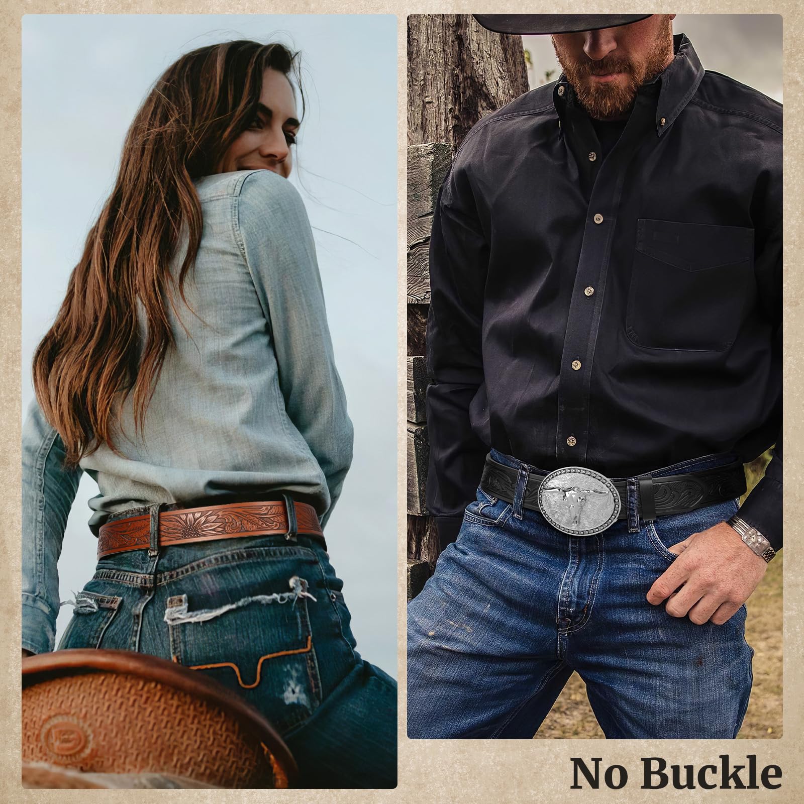 Western Belt Strap Without Buckle - JASGOOD OFFICIAL