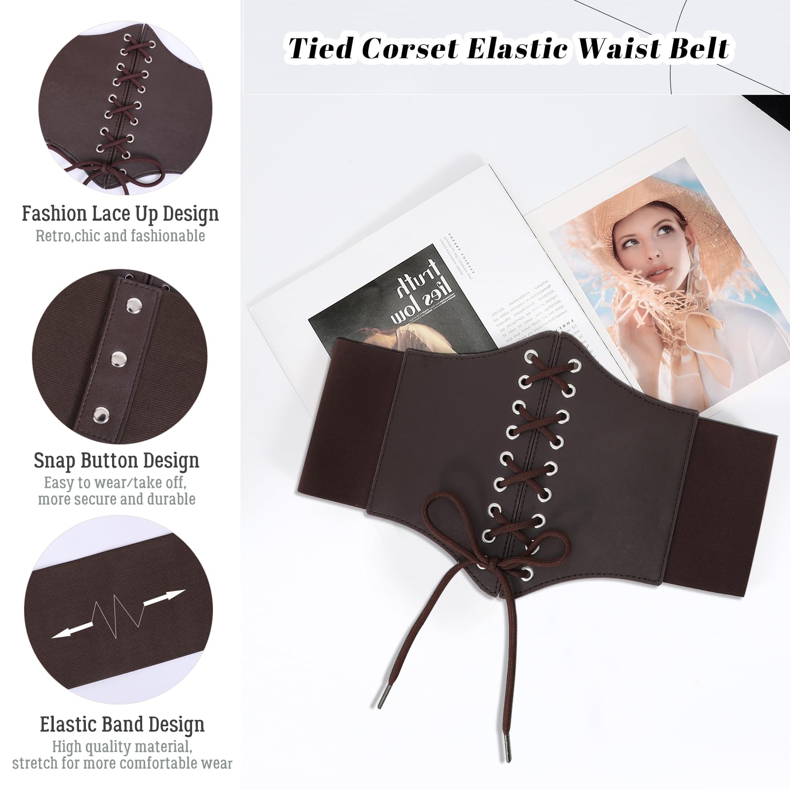 3-Pack Lace-up Tied Elastic Corset Belts for Halloween