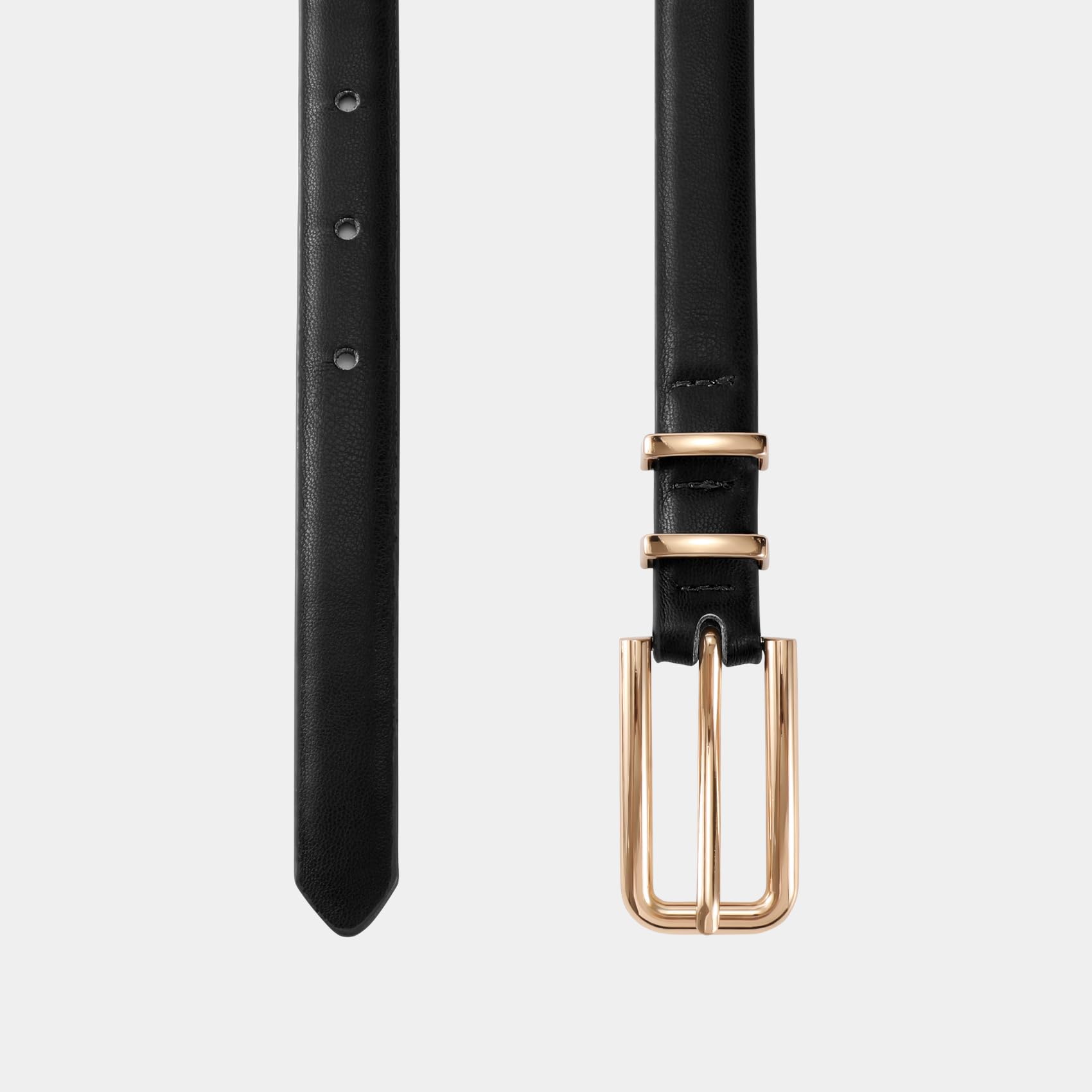 Thin Waist Belt with Square Gold Buckle
