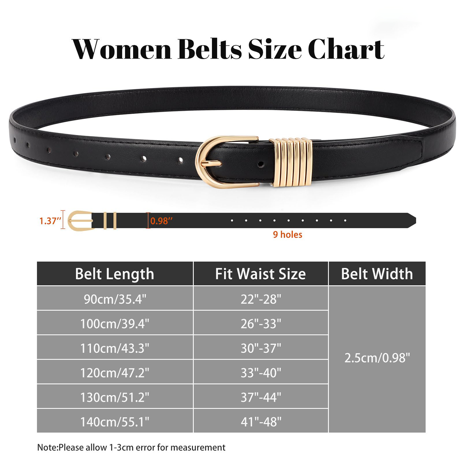 Women Skinny Vegan Leather Belt for Jeans