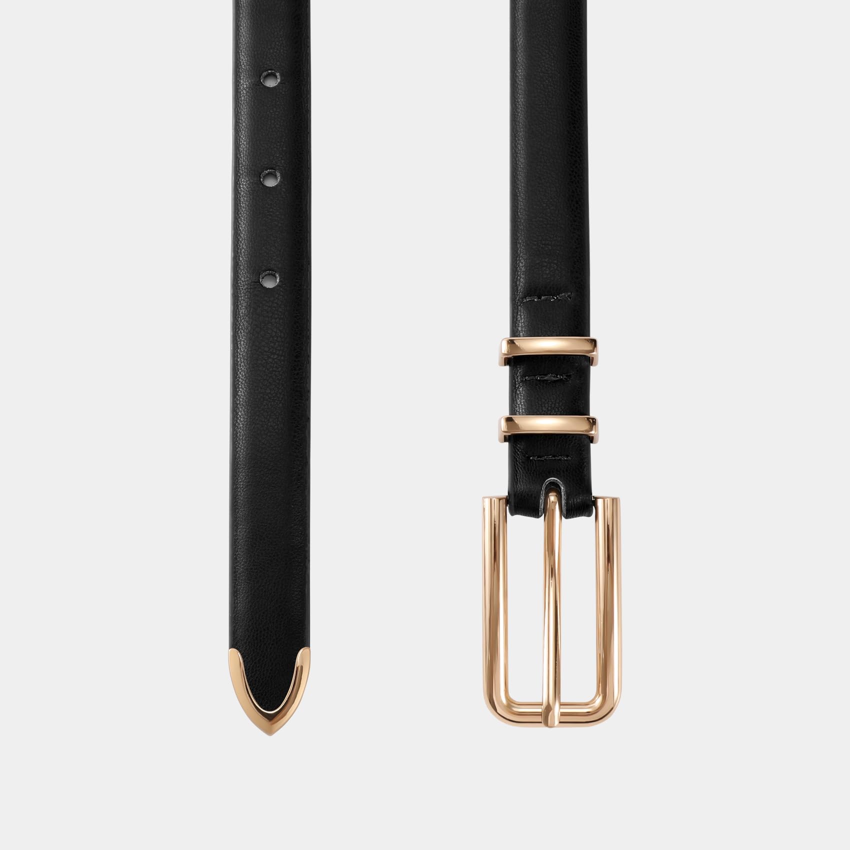 Thin Waist Belt with Square Gold Buckle