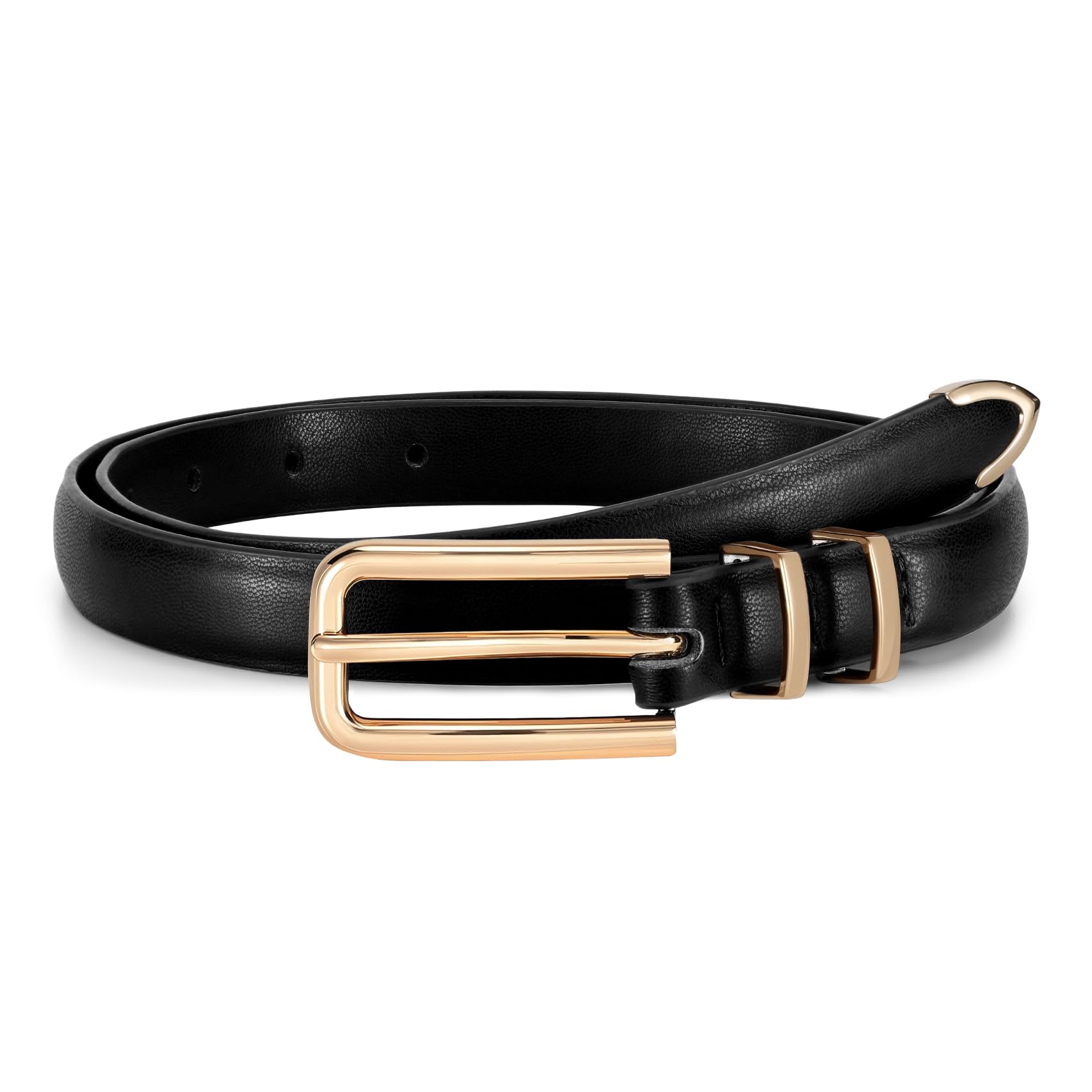 Thin Waist Belt with Square Gold Buckle