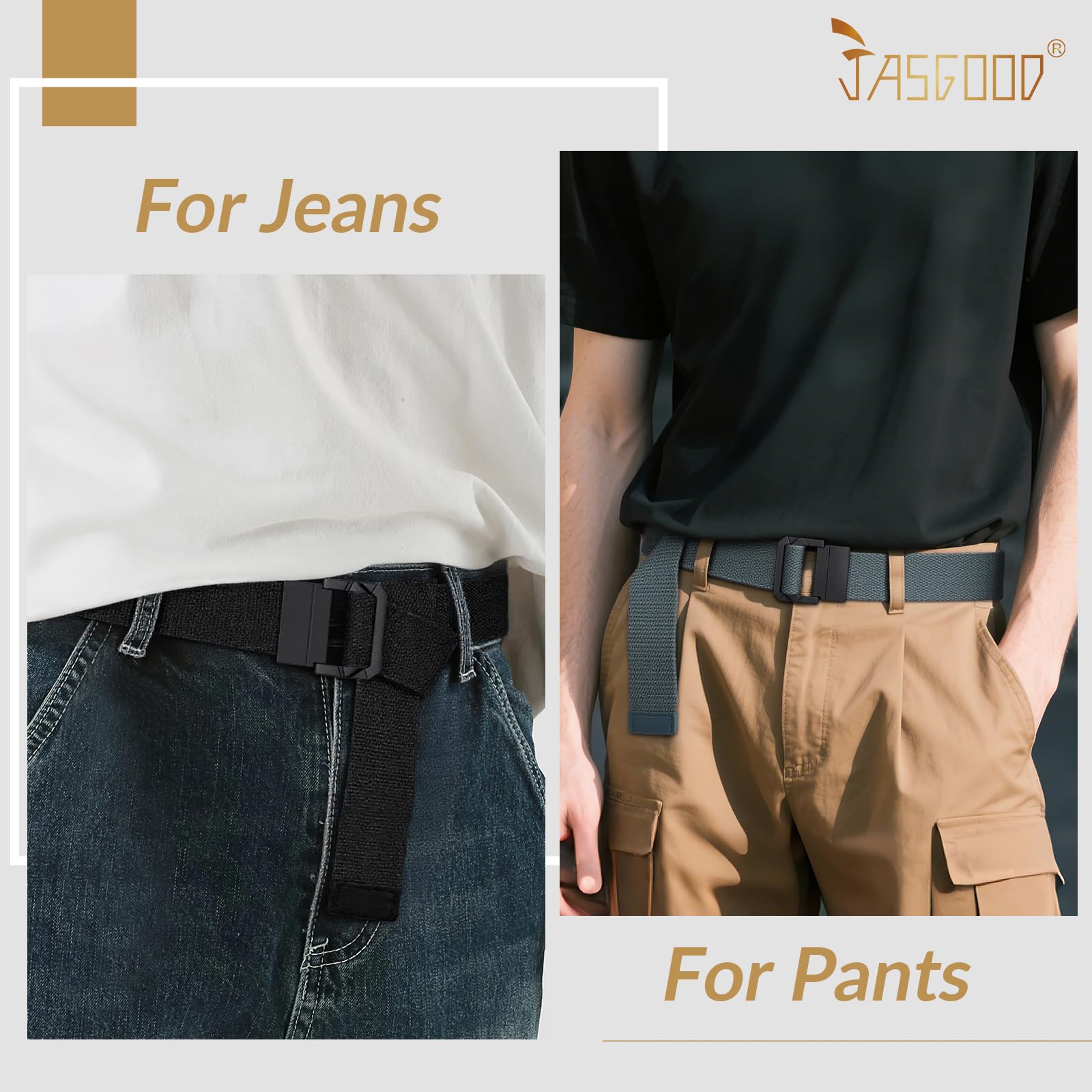 Canvas Belt with Double Squre Buckle