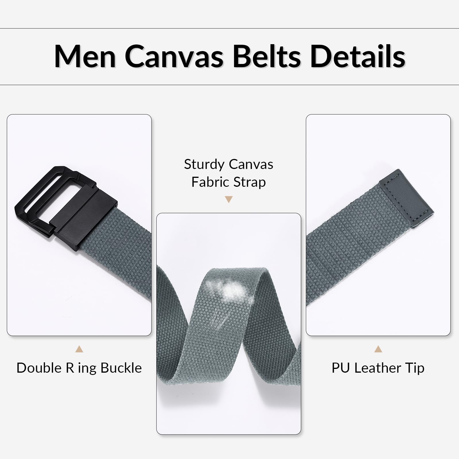 Canvas Belt with Double Squre Buckle