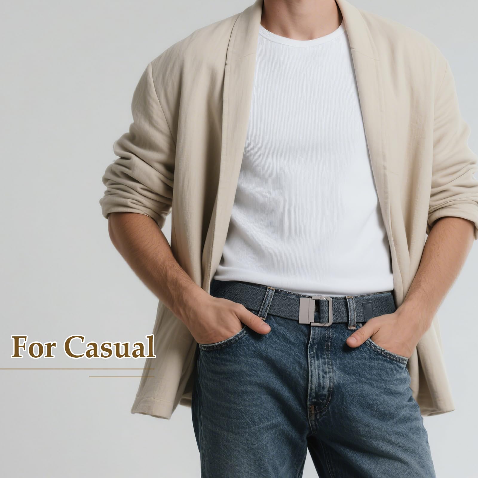 Canvas Belt with Double Squre Buckle