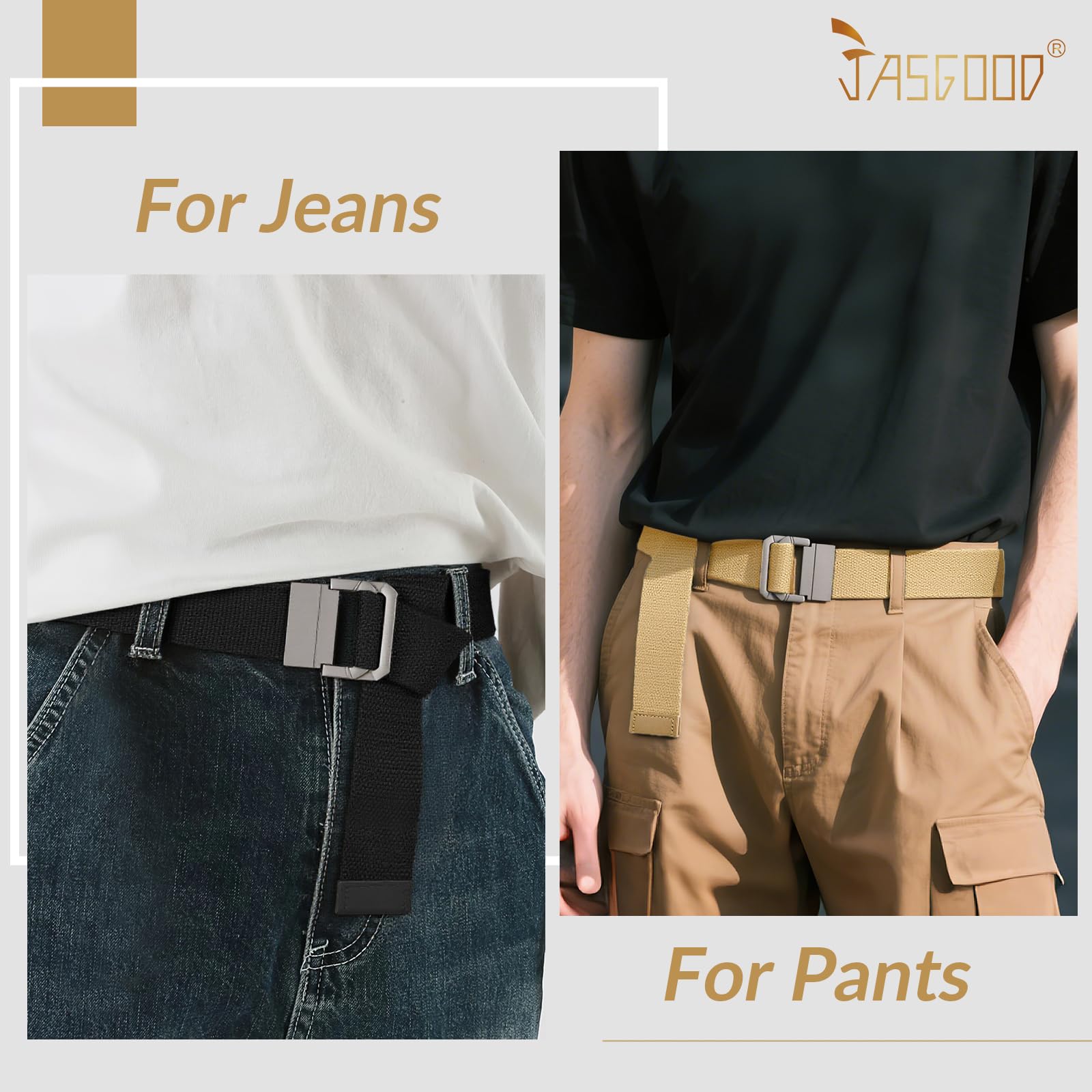 Canvas Belt with Double Squre Buckle