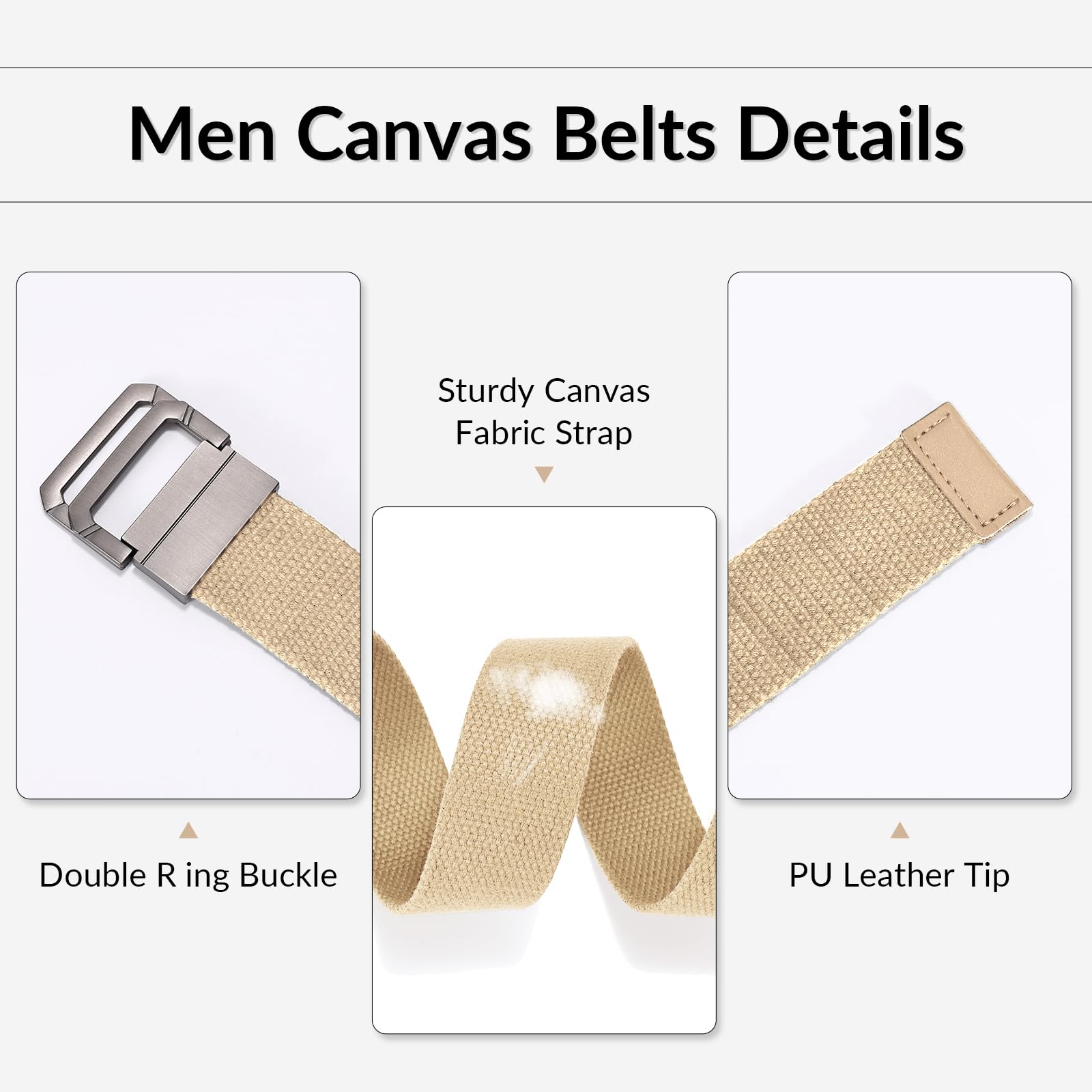 Canvas Belt with Double Squre Buckle