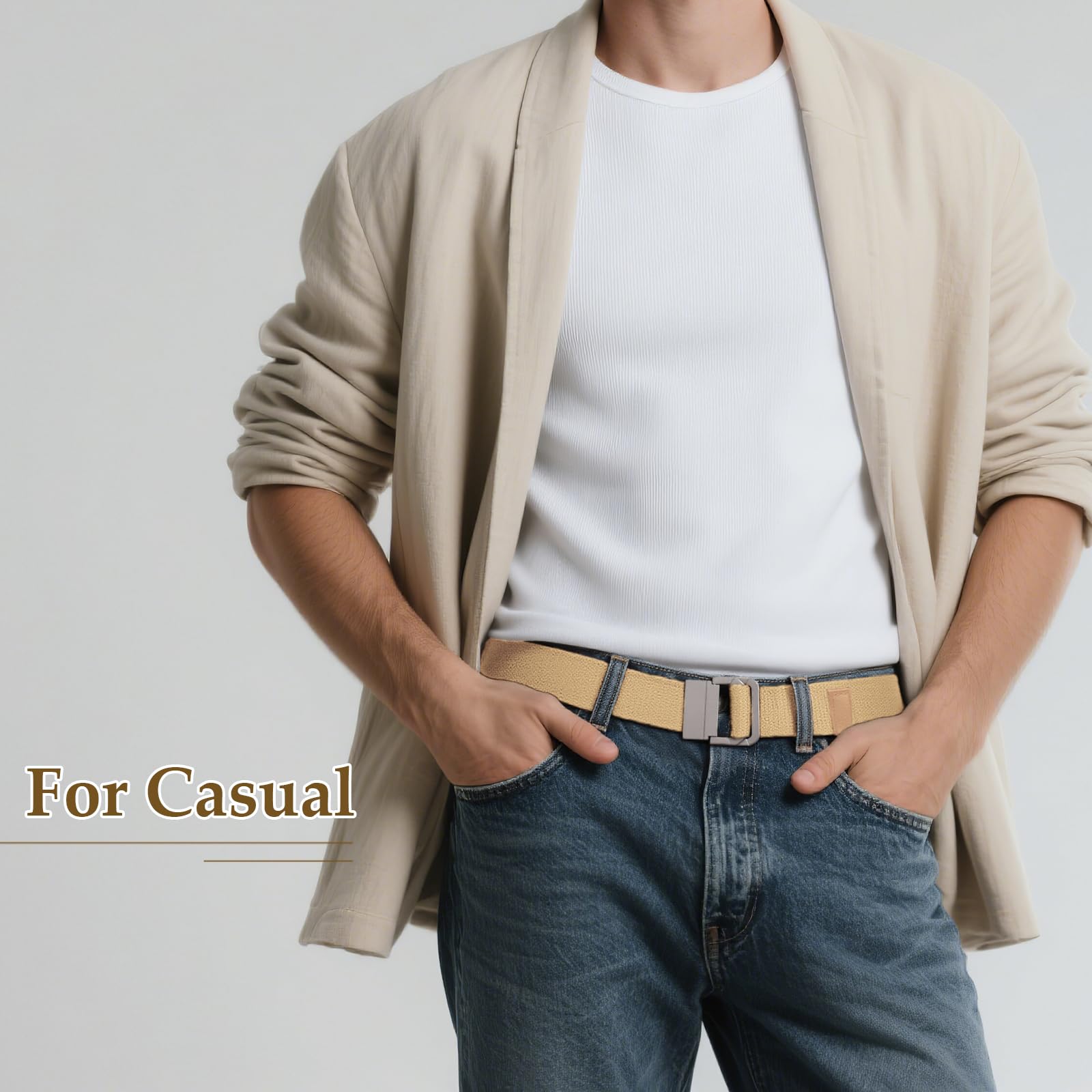 Canvas Belt with Double Squre Buckle
