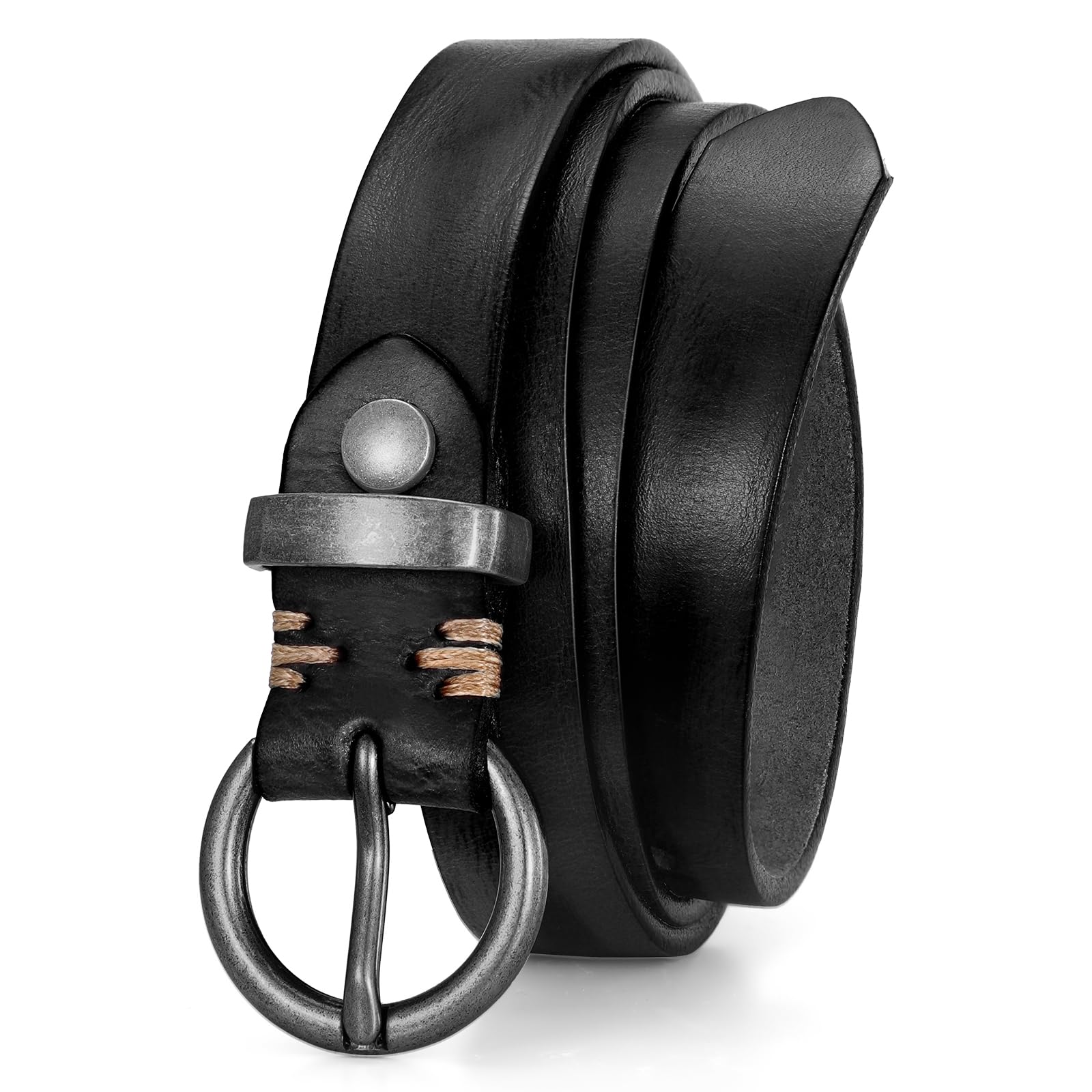 Vintage Cowhide Skinny Leather Belt - JASGOOD OFFICIAL