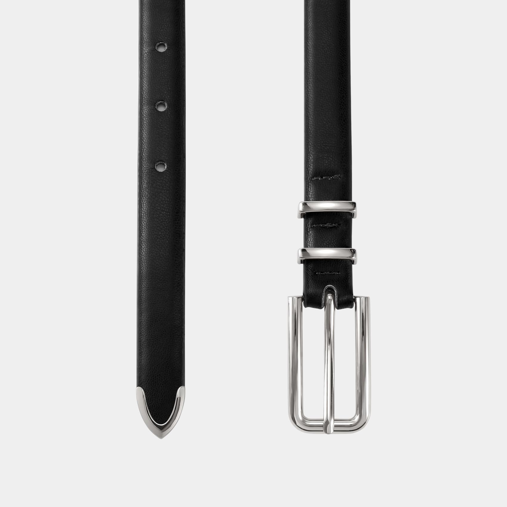 Thin Waist Belt with Square Gold Buckle