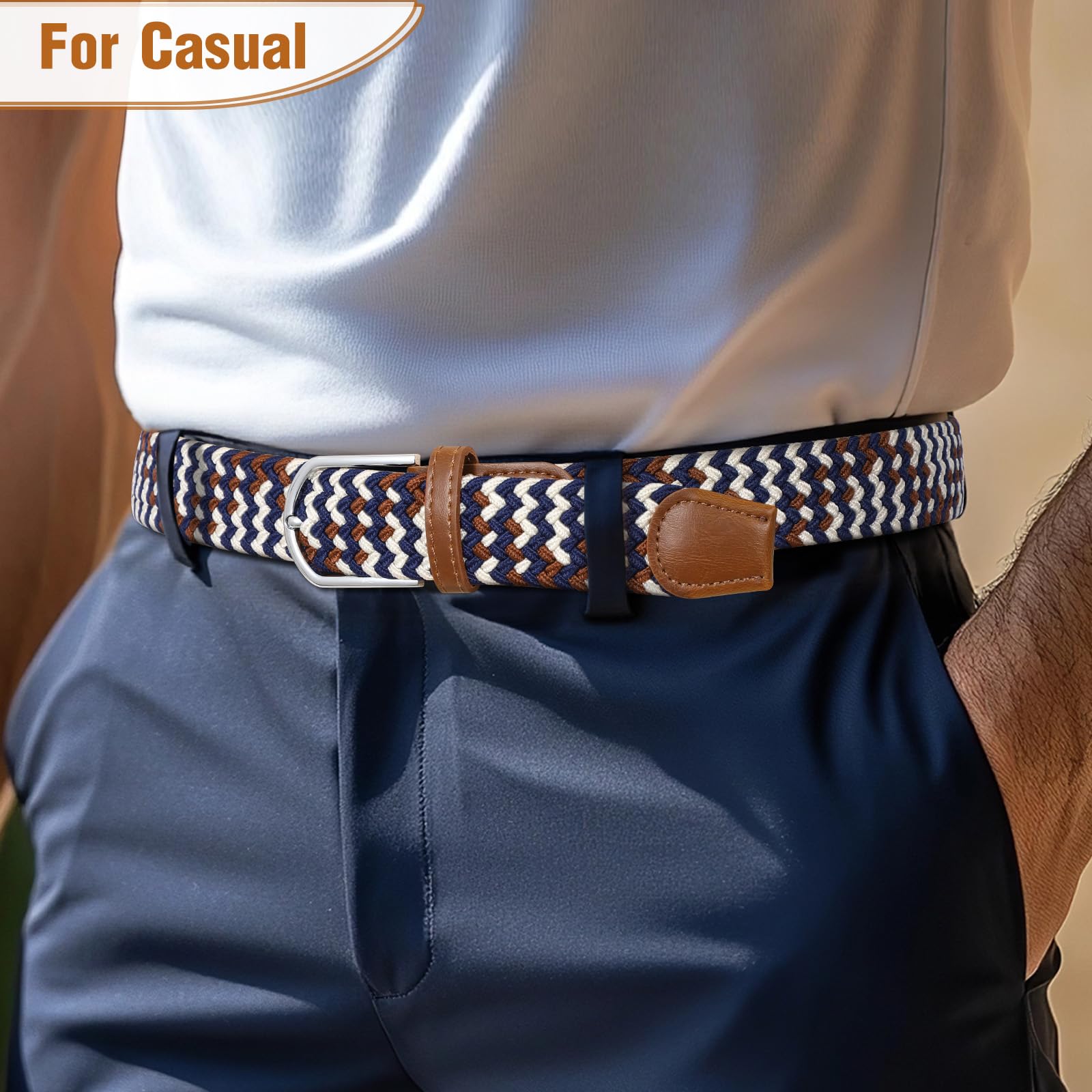 Braided Stretch Belt for Men Women